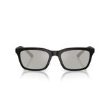 Emporio Armani mens Ea4249u Evrensel Fit Dikdörtgen Güneş Gözlüğü, Mat Siyah/Açık Gri Flaş Gümüş, 55 mm