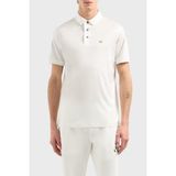 Emporio Armani Pamuk Karışımlı Logolu Düğmeli Polo Yaka T Shirt Erkek Polo Yaka T Shirt EM001704 AF10017 M0131 - Beyaz - 3XL
