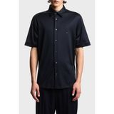Emporio Armani Pamuk Karışımlı Slim Fit Logolu Kısa Kollu Gömlek Erkek Gömlek EM004603 AF10017 UB118 - Lacivert