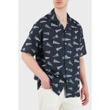 Emporio Armani Pamuklu Logo Desenli Relaxed Fit Kısa Kollu Gömlek Erkek GÖMLEK EM001084 AF22078 FB465