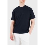 Emporio Armani Pamuklu Regular Fit Logolu Bisiklet Yaka Jakarlı T Shirt Erkek T Shirt EM005699 AF25298 UB109 - Lacivert - 2XL