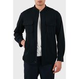 Emporio Armani Regular Fit Klasik Yaka Gizli Fermuarlı Gömlek Erkek Gömlek EM005427 AF23435 UB118 - Lacivert