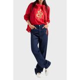 Emporio Armani Regular Fit Orta-Yüksek Bel Geniş Paça Işlemeli Jeans Bayan Kot Pantolon EW000736 AF12436 MB001