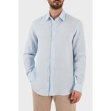 Emporio Armani Regular Fit Uzun Kollu Keten Gömlek Erkek Gömlek D41SM0 D10F9 700 - Mavi