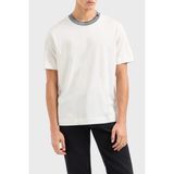 Emporio Armani Şerit Detaylı Pamuk Regular Fit Sıfıt Yaka T Shirt Erkek T Shirt EM000853 AF12926 U0003 - Beyaz - XL