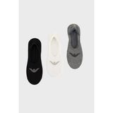 Emporio Armani Streç Pamuklu Logo Baskılı 3 Pack Babet Çorap Erkek Çorap EM000548 AF12271 MC059 - Siyah - Beyaz - Gri - L - XL
