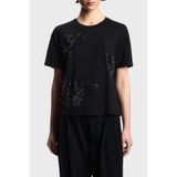 Emporio Armani Taşlı%100 Pamuk Regular Fit Bisiklet Yaka T-Shirt, L, EW003595 AF12597 UC001, SİYAH, Kadın