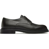 Emporio Armani X4C653 XF583-00003 Çakıllı Deri Yuvarlak Burunlu Bağcıklı Logo Desenli Kahverengi Erkek Klasik Ayakkabı