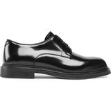 Emporio Armani X4C653 XF740-00002 Fırçalanmış Deri Yuvarlak Burunlu Bağcıklı Cilalı Siyah Erkek Klasik Ayakkabı