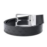 Emporio Armani Y4S502 Y221E 81386 Erkek Kemeri, Genişlik 1,4 inç (3,5 cm), Kartal Kabartma, Stringer Sistemi Uyumlu, Ters Çevrilebilir, Siyah, Serbest Beden