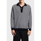 Emporio Armani Yün Karışımlı Regular Fit Düğmeli Polo Yaka Kazak Erkek Kazak EM003518 AF19833 F0015 - Beyaz - Lacivert - XL