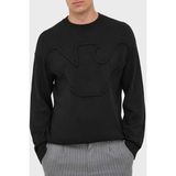 Emporio Armani Yünlü Örgü Logolu Bisiklet Yaka Regular Fit Kazak Erkek Kazak 6R1MXP 1mmaz F087 - Siyah