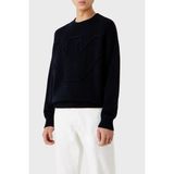 Emporio Armani Yünlü Örgü Logolu Bisiklet Yaka Regular Fit Kazak Erkek Kazak 6R1MXP 1mmaz F961 - Lacivert