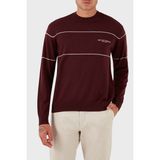 Emporio Armani Yünlü Şerit Detaylı Regular Fit Bisiklet Yaka Kazak Erkek Kazak EM002796 AF14199 M5065 - Bordo
