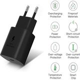 Emporıumood Samsung Galaxy S22 Uyumlu Android Type-C Ultra Hızlı Şarj Cihazı / Şarj Aleti 22.5W 3.0 Amper (Şarj Başlığı Adaptör) - Siyah
