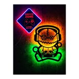 EmPoTekstilReklamTasarım Oyuncu Robot-gamer Zone Neon Ve Şerit Ledli 2 Parça Led Tablo