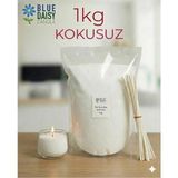 Empressco 1 kg Kokusuz Beyaz Inci Tozu Mum ( 25 Adet 20 cm Fitil ile ) Beyaz Toz Mum, Mum Kandil