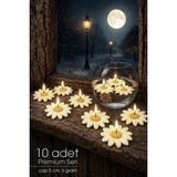Empressco 10 Adet Papatya Suda Yüzen ve Tealight Mum Seti, Dekoratif Hediyelik - Seçenek 1