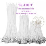 Empressco 10 cm Pamuklu Mum Fitili, 25 Adet, Parafin ve Soya Jel Mumler - Seçenek 1