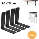 Empressco 10 x 10 cm Ağır Yük Köşebent Raf Altı Ayak Raf Tutucu L Demir Siyah Montaj Aparatı (4 Adet) - Seçenek 1 - 00-Siyah - Beyaz
