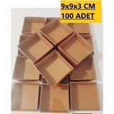 Empressco 100 Adet 9X9X3 cm Kraft Kutu, Asetat Kapaklı, Düğün ve Nişan Hediyesi - Seçenek 1 - 0 - Siyah