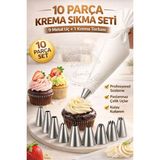 Empressco 10’lu Paslanmaz Çelik Uçlu Krema Sıkma Torbası Seti, Pasta Süsleme Için - Seçenek 1