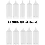 Empressco 10'lu Set 500 ml Çok Amaçlı Plastik Sosluklar, Şık ve Kullanışlı - 1 lt