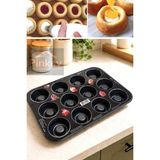 Empressco 12 Bölmeli Yapışmaz Çelik Muffin Kek Kalıbı, Pratik ve Dayanıklı Tasarım - Seçenek 1 - (ClearEyelets)Black-RadiantOrchid