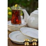 Empressco 12 cm Beyaz Porselen Çay Tabağı Seti (6 Adet) Rüya Altın Yaldız - Seçenek 1 - 51R-Turuncu