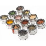 Empressco 12'li Mıknatıslı Çelik Baharatlık Takımı, Şık ve Kullanışlı Tasarım - Ahşap - 1 lt
