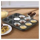 Empressco 12'li Muffin Kek Kalıbı, Dayanıklı ve Pratik Kullanım Için Tasarlandı - Seçenek 1 - (ClearEyelets)Black-RadiantOrchid