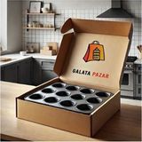 Empressco 12'li Renkli Muffin ve Cupcake Kalıbı, Pratik ve Şık Tasarım - Seçenek 1 - (ClearEyelets)Black-RadiantOrchid