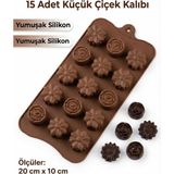 Empressco 15 Bölmeli Çiçek ve Gül Desenli Silikon Kalıp, Çok Amaçlı Kullanım - Seçenek 1 - (ClearEyelets)Black-RadiantOrchid