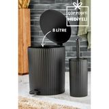 Empressco 2 Parça Pedallı Banyo Seti - Pedallı Çizgili Yuvarlak Çöp Kovası Wc Fırçası Set - Fiyatı, Yorumları - Seçenek 1 - 11-Kırmızı