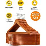 Empressco 24 Adet Ahşap Görünümlü Plastik Elbise Askısı, Şık ve Dayanıklı Set