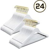 Empressco 24 Adet Beyaz Gold Ahşap Görünümlü Plastik Elbise Askısı Seti