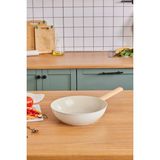 Empressco 28 cm Yanmaz Wok Tava, Indüksiyon Tabanı, Crystal Almond Cream, Hafif ve Şık