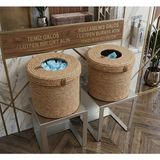 Empressco 2'li Galoş Sepeti Hasır Rengi 25CM*25CM - Seçenek 1 - Açık Beyaz - Gri