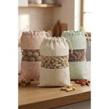 Empressco 3 Adet Bakliyat Kesesi Büyük Boy 24X34 cm Erzak Kuru Gıda Saklama Kabı Torbası Fileli Bez Soft-Set - Ahşap - Seçenek 1
