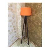 Empressco 3 Ayaklı Tripod Lambader Ahşap Lamba Kumaş Konik Turuncu Ceviz