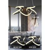 Empressco 3 Renkli Siyah Çilek Sarkıt Modern LED Avize, Şık ve Işıltılı Dekorasyon - Seçenek 1 - Ahşap
