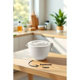 Empressco 3l Mikser Kase ve Kapaklı Karıştırma Kabı, Pratik Çırpma Kabı - 079 Buz Beyazı - Seçenek 1