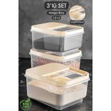 Empressco 3'lü 12 Lt Çok Amaçlı Saklama Kutusu Krem Kayar Kapaklı Set - 079 Buz Beyazı - Seçenek 1