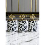 Empressco 3'lü Baharatlık Set, Kahve Köşesi Gri Leopar Gold Mercan Tarzı - Ahşap - 1 lt