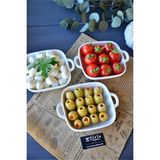 Empressco 3'lü Porselen Kare Meze Tabak Seti, Şık ve Kullanışlı Tasarım - Seçenek 1 - 51R-Turuncu