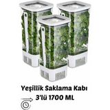 Empressco 3'lü Yeşillik Saklama Kabı Seti 1700 ml Uzun Ömürlü Tazelik - 079 Buz Beyazı - Seçenek 1