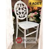Empressco 4 Adet Diva Sandalye Beyaz - Mutfak | Balkon | Bahçe Sandalyesi - Ahşap - Bej - Siyah - Seçenek 1