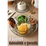 Empressco 4 Bölmeli Cam Kahvaltılık Seti, Şık ve Pratik Çerezlik Organizer - Ahşap