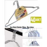 Empressco 40 Adet Gömlek ve Bluzlar Için Gümüş Ince Metal Elbise Askısı / Dolap Içi Düzenleyici Askı
