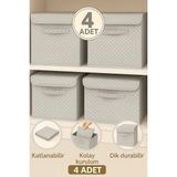 Empressco 4ADET-KAPAKLI Desenli Dolap Içi Çamaşır Oyuncak Düzenleyici Katlanır Kapaklı Saklama Kutusu 30X30X30